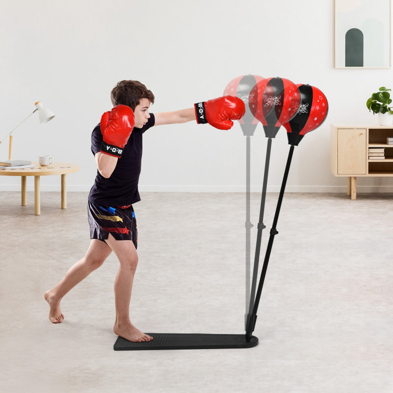 Adjustable Kids Punching Bag Set with Stand and Boxing Gloves