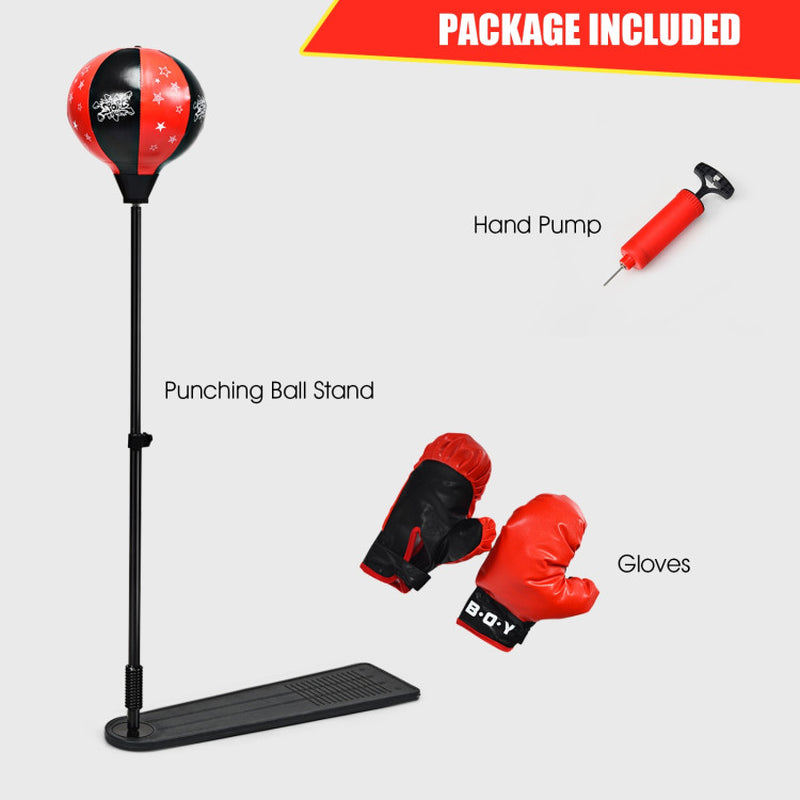 Adjustable Kids Punching Bag Set with Stand and Boxing Gloves