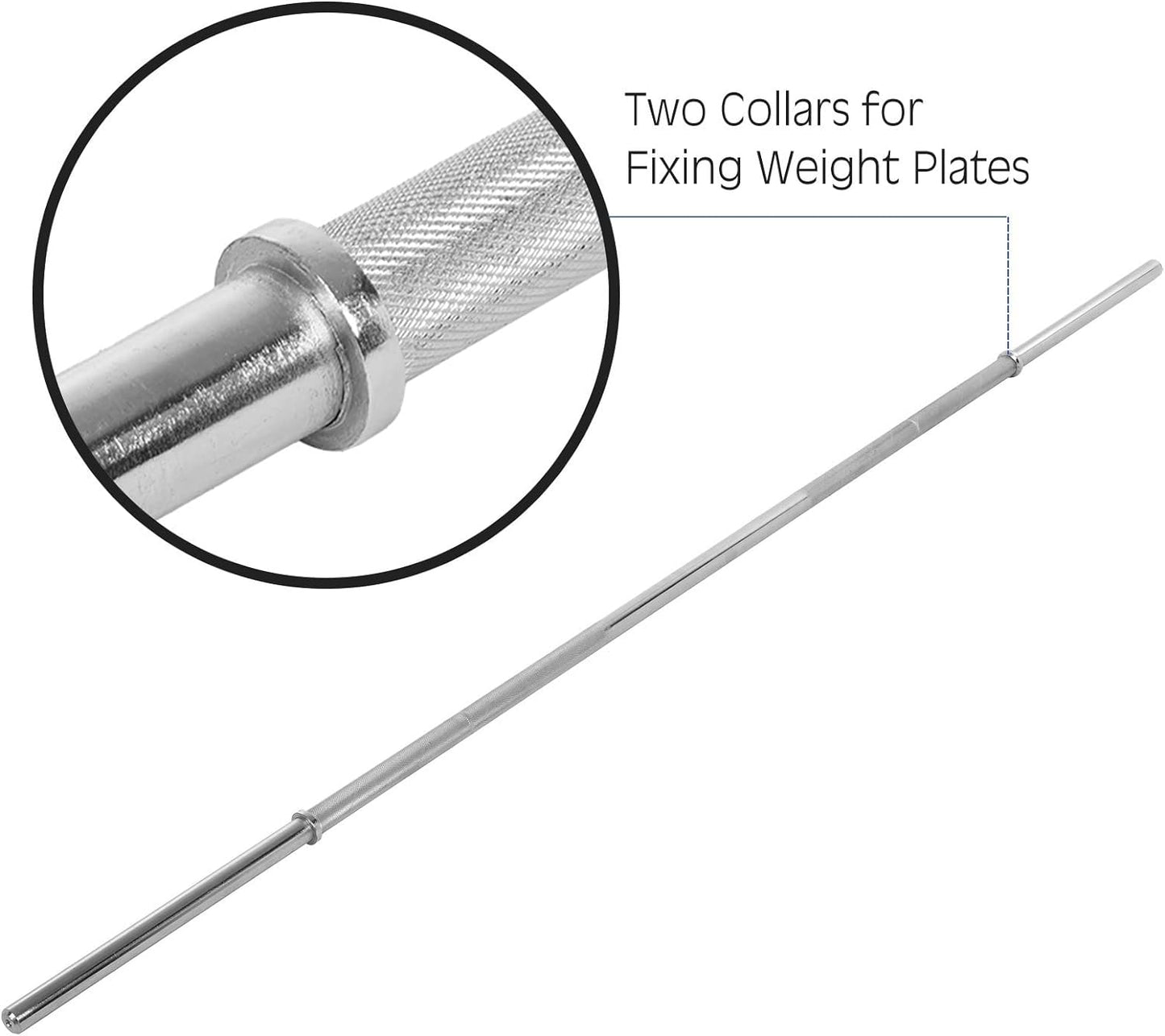 5FT Olympic Barbell Bar, Barbell Weight Set for Weightlifting and Power Lifting,Strength Training Workout Equipment with Two Spring Collars for Home Gym Fitness Powerlifting (A-Silver-5Ft)