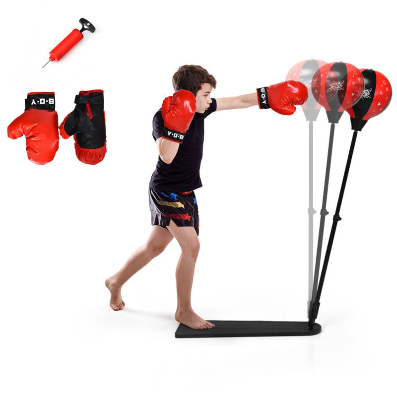 Adjustable Kids Punching Bag Set with Stand and Boxing Gloves