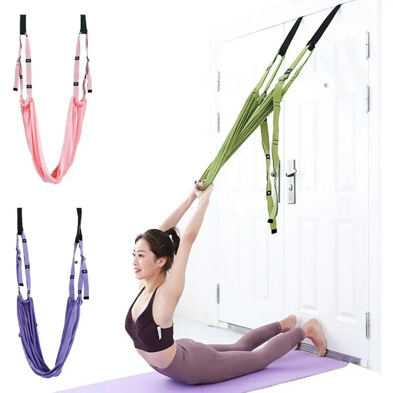 Pull Rope Aerial Yoga Strap Stretch Leg Splits Trainer Female Gym Belt Adjustable Aerial Yoga Strap Hammock Swing Stretching