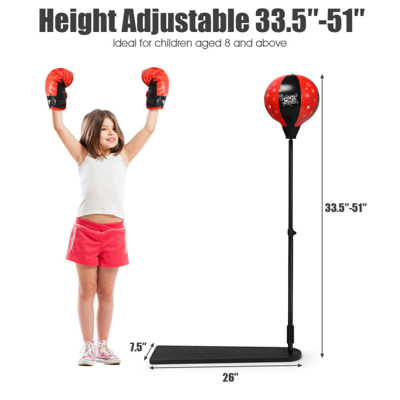 Adjustable Kids Punching Bag Set with Stand and Boxing Gloves