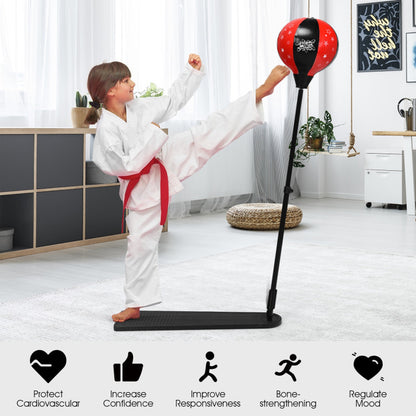 Adjustable Kids Punching Bag Set with Stand and Boxing Gloves