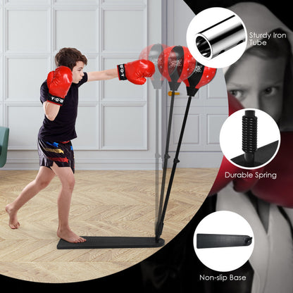 Adjustable Kids Punching Bag Set with Stand and Boxing Gloves